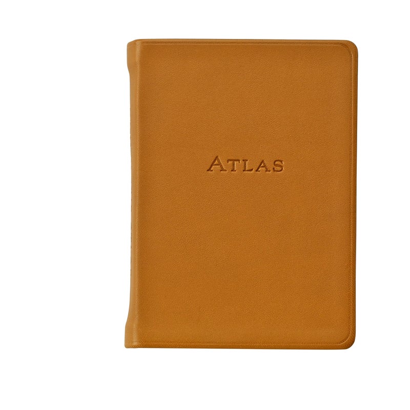 Graphic Image Traveler's Atlas & Journal, Genuine Calfskin Leather, 6", British Tan - Image 1